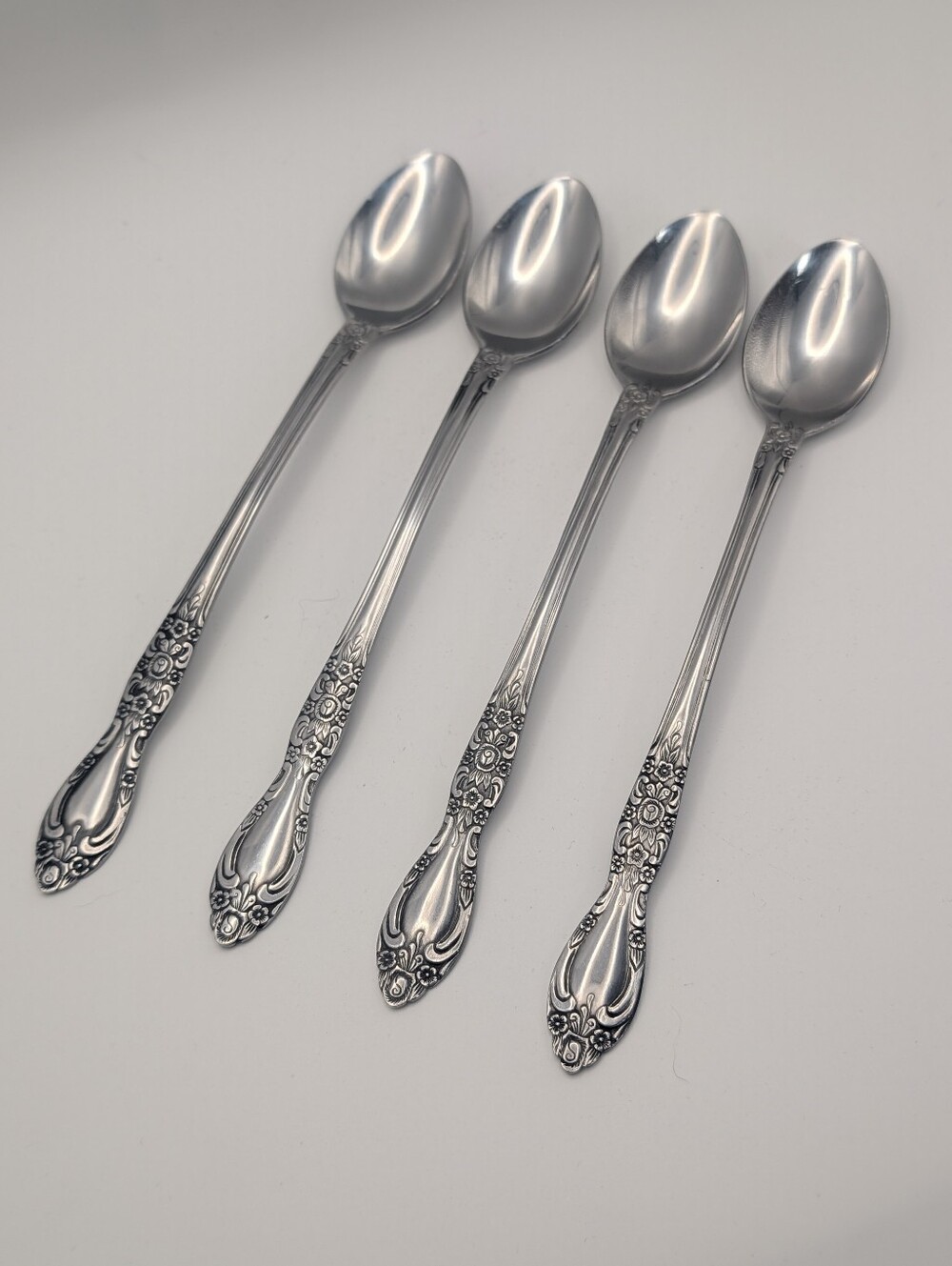 Vtg Oneida Northland Stainless Carolina Iced Tea Spoons 7.5" Set of 4 | Retired